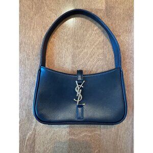 Saint Laurent Black Leather Le 5 À 7 Mini Shoulder Bag With Dust Bag